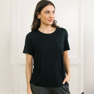 Cozy Earth Women's Bamboo Stretch-Knit Lounge Tee - Black